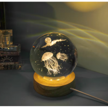 Декоративный 3D ночник хрустальный шар Crystal Ball Медуза (52389)