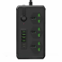 Сетевой удлинитель фильтр Power Socket J07 на 3 розетки + 4 USB 3.4A и 2 Type-C Черный