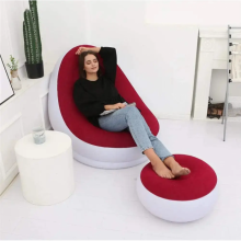 Надувное кресло диван 2в1 с пуфиком для ног A-Sofa до 150 кг Белый с красным Надувное кресло диван 2в1 с пуфиком для ног A-Sofa до 150 кг Белый с красным