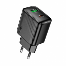 Сетевое зарядное устройство адаптер HOCO CS25A Rico 1USB/1Type-C, 20W/3A, поддержка быстрой зарядки PD/QC/FCP/AFC Сетевое зарядное устройство адаптер HOCO CS25A Rico 1USB/1Type-C, 20W/3A, поддержка быстрой зарядки PD/QC/FCP/AFC
