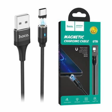 Кабель для зарядки магнитный Hoco U76 "Fresh magnetic" Type-C (1.2m) Чорный