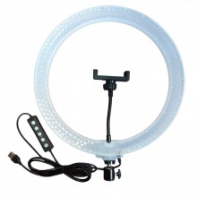 Кольцевая LED RGB лампа 33 см 20W 3D-33 с держателем для телефона селфи кольцо для блогера прозрачная Кольцевая LED RGB лампа 33 см 20W 3D-33 с держателем для телефона селфи кольцо для блогера прозрачная