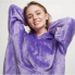 Толстовка-плед с капюшоном Huggle Hoodie Ultra Plush Blanket | Плюшевая кофта | Плед с рукавами Oversize Фиолетовый