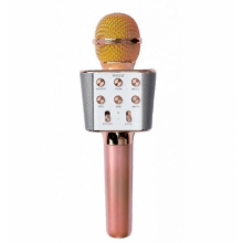Микрофон-караоке беспроводной WSTER WS1688 Bluetooth FM Радио и искажение голоса Розово-Золотой Микрофон-караоке беспроводной WSTER WS1688 Bluetooth FM Радио и искажение голоса Розово-Золотой