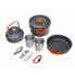 Набор туристической металлической посуды для походов Camping cooking DM 308 с карабином Черный с оранжевым