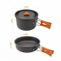 Набор туристической металлической посуды для походов Camping cooking DM 308 с карабином Черный с оранжевым