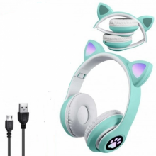 Беспроводные наушники с кошачьими ушками и RGB подсветкой Cat YR-28 Бирюзовые Беспроводные наушники с кошачьими ушками и RGB подсветкой Cat YR-28 Бирюзовые