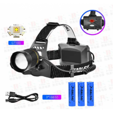 Мощный Налобный фонарь Arexes AR-8059-3-GT100 фонарик 1000 Lumen 3 аккумулятора 18650
