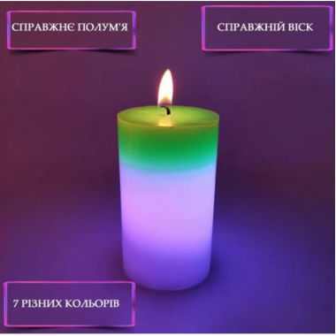 Свечка из воска с подсветкой Magic Candle 7 color свеча Зелёная
