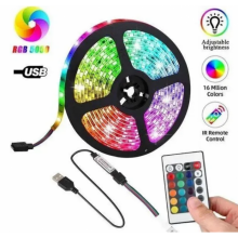 Светодиодная лента с пультом 5 м, от USB, Strip CB-5050 / Силиконовая самоклеющаяся led лента