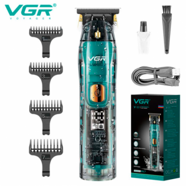 Машинка для стрижки волос триммер для бороды VGR V-961 LED дисплей + 4 насадки