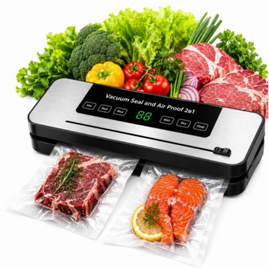 Вакуумный упаковщик 2 в 1 Vacuum Seal and Air Proof для сухих и влажных продуктов / бытовой вакуумный + 10 пакетов