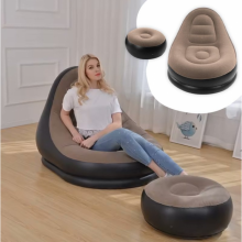 Надувное кресло диван 2в1 с пуфиком для ног A-Sofa до 150 кг Кофейный Надувное кресло диван 2в1 с пуфиком для ног A-Sofa до 150 кг Кофейный