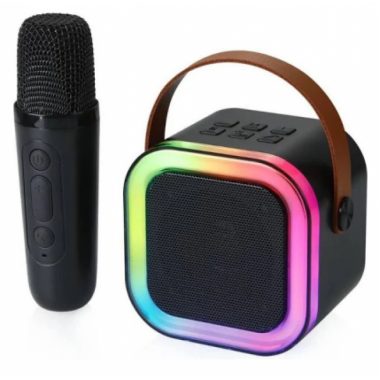 Портативная колонка с караоке микрофоном и RGB подсветкой Winso K12 10W Bluetooth, USB, microSD, AUX, Type-C Черная