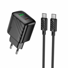 Сетевое зарядное устройство адаптер HOCO CS25A с кабелем Type C/Type C Rico 1USB/1Type-C, 20W/3A, поддержка быстрой зарядки PD/QC/FCP/AFC Сетевое зарядное устройство адаптер HOCO CS25A с кабелем Type C/Type C Rico 1USB/1Type-C, 20W/3A, поддержка быстрой зарядки PD/QC/FCP/AFC