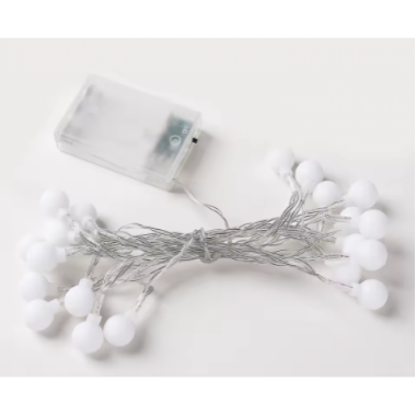 Новогодняя LED RGB гирлянда с прозрачным проводом и питанием от батареек Шарики Длинной 3м 20 LED шариков