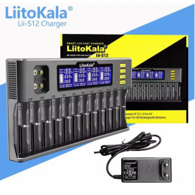 Зарядное устройство на 12 каналов Liitokala Lii-S12 1.2V/3.2V Li-Fe/3.7VLi-Ion/3.8VLi-Ion/9V Крона