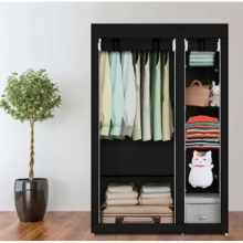 Тканевый шкаф для вещей Storage Wardrobe 88105 складной гардероб 2 секции, 105 х 45 х 170 см Чёрный Тканевый шкаф для вещей Storage Wardrobe 88105 складной гардероб 2 секции, 105 х 45 х 170 см Чёрный