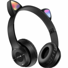 Беспроводные детские наушники с кошачьими ушками и подсветкой Cat Ear P47M Чёрные Беспроводные детские наушники с кошачьими ушками и подсветкой Cat Ear P47M Чёрные