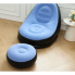 Надувное кресло диван 2в1 с пуфиком для ног A-Sofa до 150 кг с насосом Чёрный с голубым