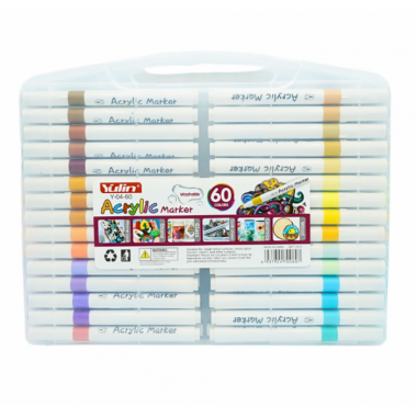 Набор акриловых маркеров 60 штук на водной основе в кейсе Acrylic Marker Y 04