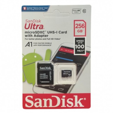 Карта памяти SanDisk Ultra microSDXC 256GB UHS-I + SD адаптер Class 10