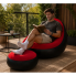 Надувное кресло диван 2в1 с пуфиком для ног A-Sofa до 150 кг с насосом Чёрный с красным
