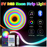 Гибкая неоновая лента RGB (5м) с Bluetooth и пультом от USB работает через приложение LotusLamp X