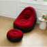 Надувное кресло диван 2в1 с пуфиком для ног A-Sofa до 150 кг с насосом Чёрный с красным