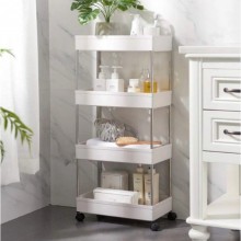 Передвижная напольная полка 39х12.5х80 см на колесиках Bathroom Rack Белая 4 яруса XYX-2020A Передвижная напольная полка 39х12.5х80 см на колесиках Bathroom Rack Белая 4 яруса XYX-2020A