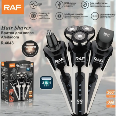 Аккумуляторная электробритва 3в1 RAF R.4043 с дисплеем, USB Type-C / Беспроводной триммер с дисплеем