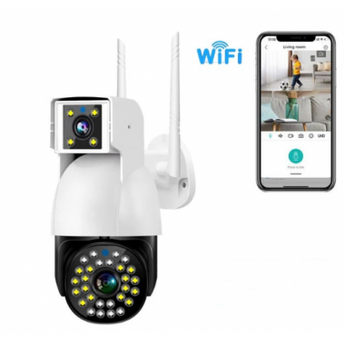 Камера видеонаблюдения двухобъективная уличная поворотная P12 WIFI IP 360/90 V380PRO 3+3.0mp