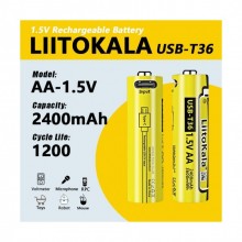 Аккумулятор AA, LiitoKala T36 1.5V, Type C разъем 2400mAh, ОРИГИНАЛ Аккумулятор AA, LiitoKala T36 1.5V, Type C разъем 2400mAh, ОРИГИНАЛ
