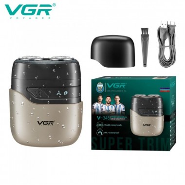 Аккумуляторная электробритва VGR V-345, Машинка для бритья / Электрическая бритва для лица Серая