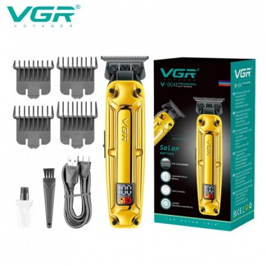 Аккумуляторная машинка для стрижки VGR V-904 GOLD, 4 насадки, 2000 mAh, LED display дисплей