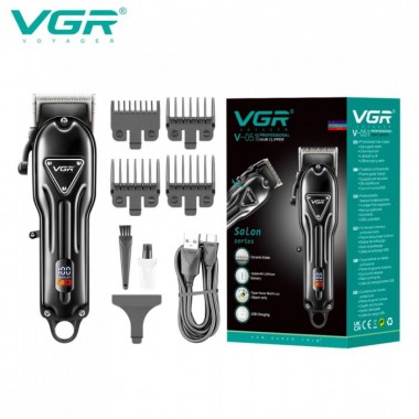 Аккумуляторная машинка для стрижки (clipper) VGR V-051, 4 насадки, 2500 mAh, LED-дисплей