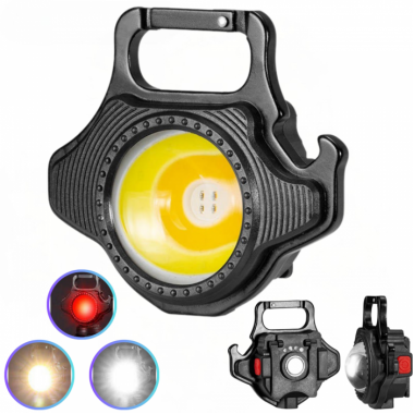 Аккумуляторный LED фонарик брелок W5133, Type-C 7 режимов, шнурок, магнит, открывачка