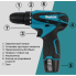 Аккумуляторный шуруповёрт 12V с набором Makita DF330DWE, набор бит и запасной аккумулятор