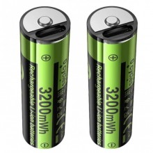 Аккумуляторы пальчик AA 3200 mAh 2шт с разъемом Type-C HOCO JA3 Аккумуляторы пальчик AA 3200 mAh 2шт с разъемом Type-C HOCO JA3