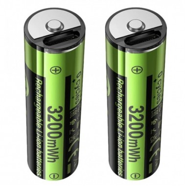 Аккумуляторы пальчик AA 3200 mAh 2шт с разъемом Type-C HOCO JA3