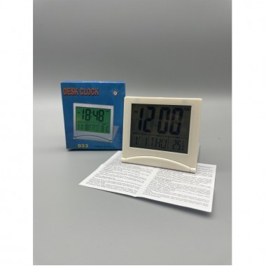 Электронные настольные с термометром Desk Clock 033 Белые зелёная подсветка