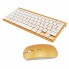 Беспроводная клавиатура mini и мышь keyboard 908 + приёмник Золотая