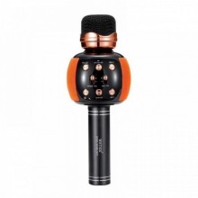 Беспроводной микрофон караоке блютуз WSTER WS-2911 Bluetooth динамик USB Чёрный с оранжевым Беспроводной микрофон караоке блютуз WSTER WS-2911 Bluetooth динамик USB Чёрный с оранжевым