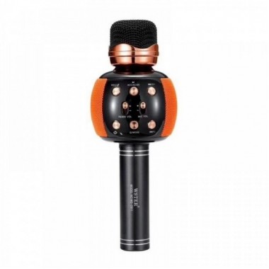 Беспроводной микрофон караоке блютуз WSTER WS-2911 Bluetooth динамик USB Чёрный с оранжевым