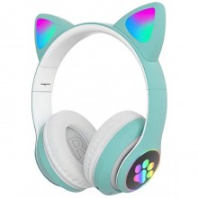 Беспроводные наушники с кошачьими ушками и RGB подсветкой Cat VZV-23M Бирюзовые Беспроводные наушники с кошачьими ушками и RGB подсветкой Cat VZV-23M Бирюзовые