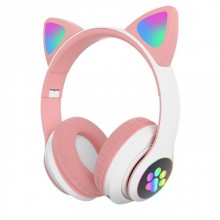 Беспроводные наушники с кошачьими ушками и RGB подсветкой Cat VZV-23M Розовые Беспроводные наушники с кошачьими ушками и RGB подсветкой Cat VZV-23M Розовые