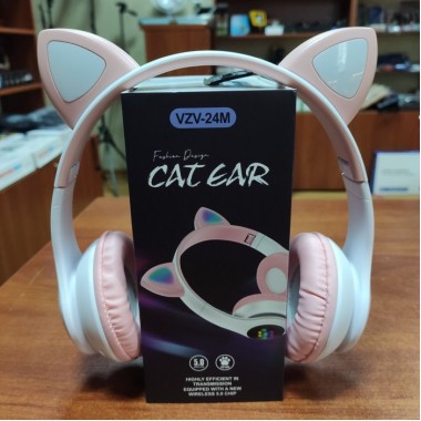 Беспроводные наушники с кошачьими ушками и RGB подсветкой Cat VZV-24M Розовые