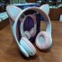 Беспроводные наушники с кошачьими ушками и RGB подсветкой Cat VZV-24M Розовые