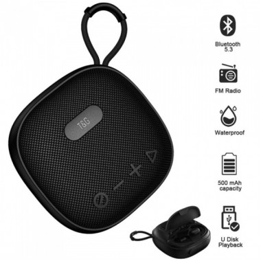 Портативная Bluetooth колонка с наушниками TG813, с функцией speakerphone, радио Черная