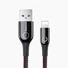 Кабель Baseus C-shaped Light Intelligent Power-Off Cable Lightning – USB 1.0 м 2.4 A (CALCD-01) Чёрный Оригинал